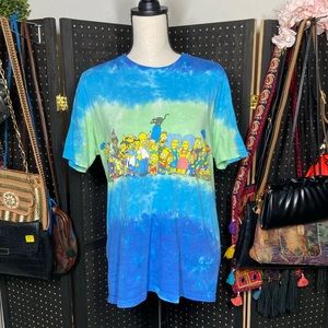 Blue and Green Tye Dye Simpsons Shirt